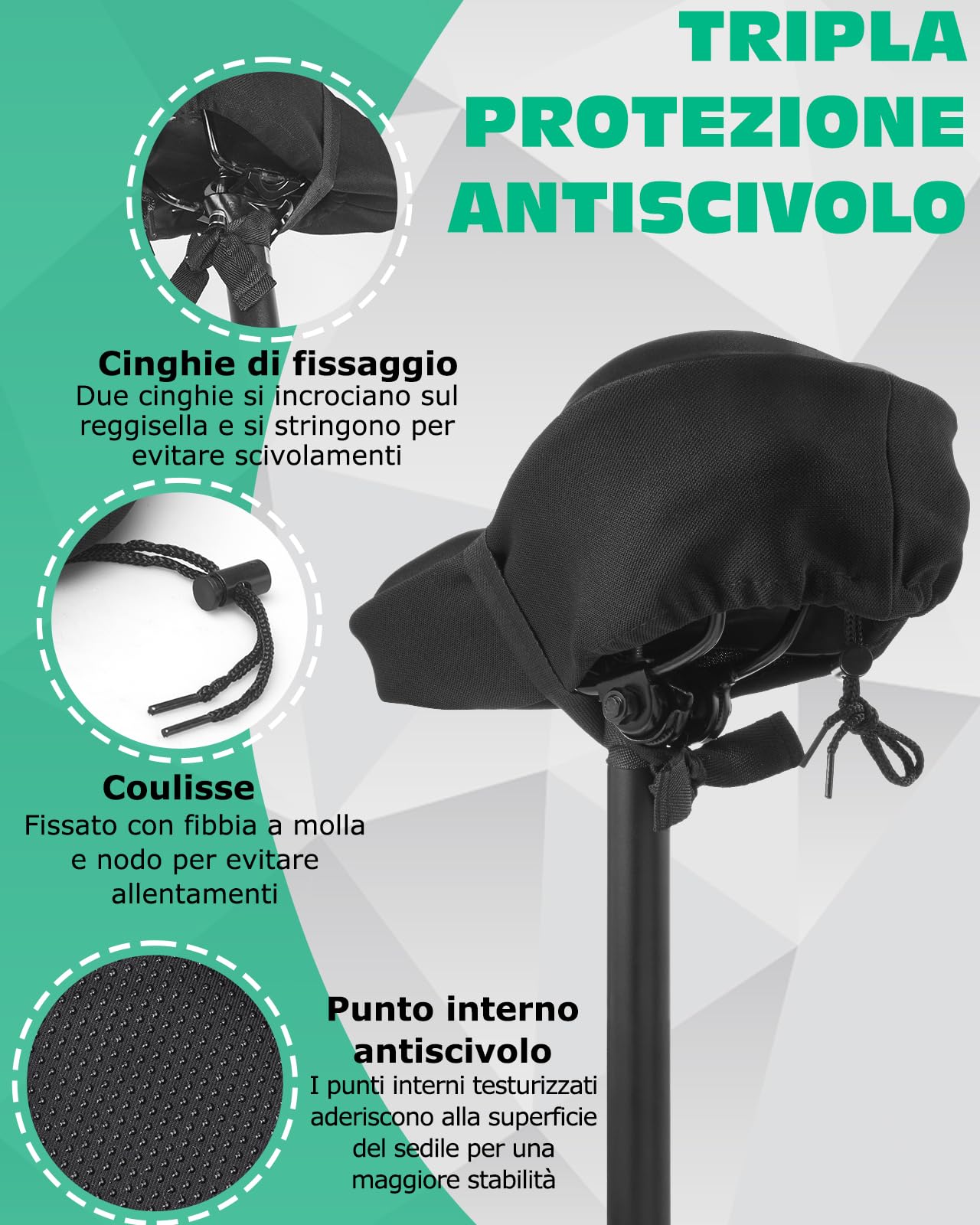 Lullu Coprisella Bici Gel Morbido, Coprisella Cyclette con Cuscino, Proteggi Copri Sella Bici Sellino di Silicone, Coprisedili Coprire Bici per Bicicletta da MTB Spinning, Ciclismo da Strada, 28x18cm