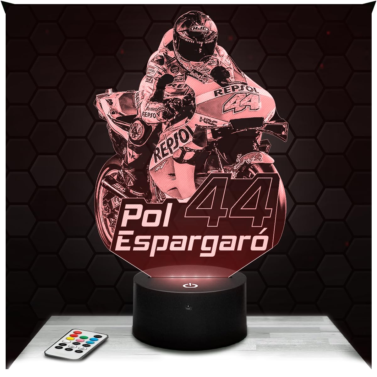 Lampephoto.fr - Moto GP - Pol Espargaro 3D Lamp, Night Light 3D LED Illusion Lamp, Gift idea for Men Motorcycle, Gifts Merchandise for Boys and Girls, Children's or Adult Bedroom Night Light
