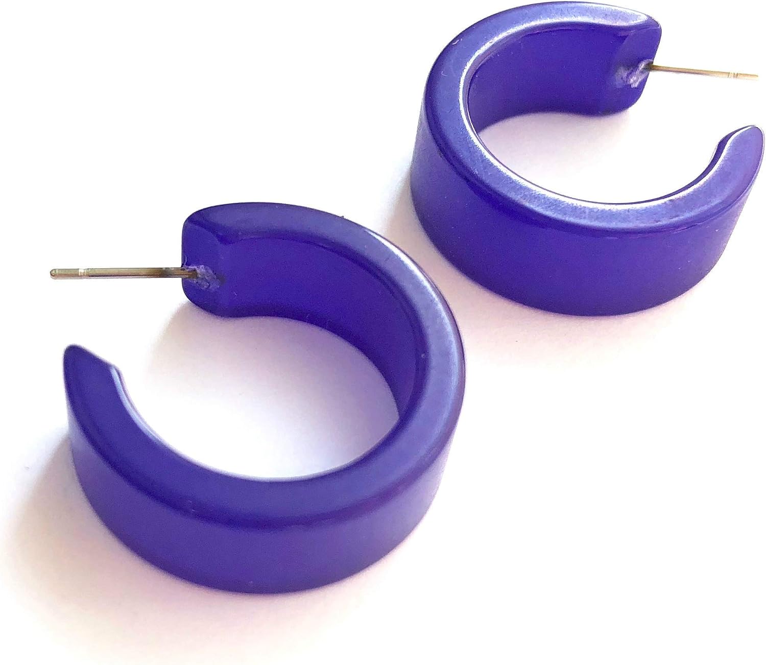 Cobalt Blue Moonglow Lucite Wide Classic Hoop Earrings - WDCL-BL-3