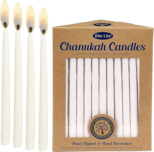Vista 53 de Velas para Jánuca de Rite-Lite Judaica Hechas a mano, de color azul y blanco. Caja de 45 unidades. Azul y Blanco,Blanco,azul/blanco,Splash