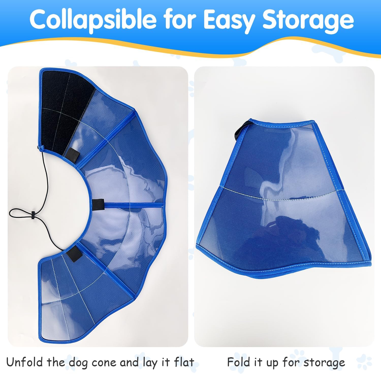 Foldable Dog Cone Collar After Surgery, Adjustable Soft Dog Cone, Soft Inner & Sturdy Protective Recovery Collar to Prevent Dogs from Licking Wounds (XL)