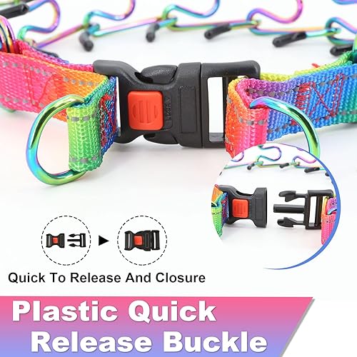 Miniatura 3 de Supet Collar de punta para perro collar de gargantilla ajustable con hebilla de liberación rápida para perros pequeños medianos y grandes arcoíris