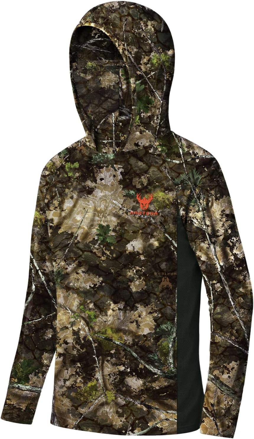 Youth Hunting Hoodie with Face Cover, Boys Camo Long Sleeve Shirt