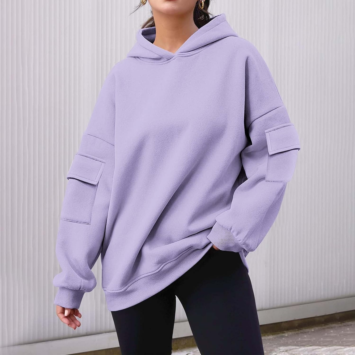PBNBP Women's Hoodie with Cargo Pockets Oversized Pullover Sweatshirt Long Sleeve Spring Fashion Clothes 2025 Preppy Tops image 2