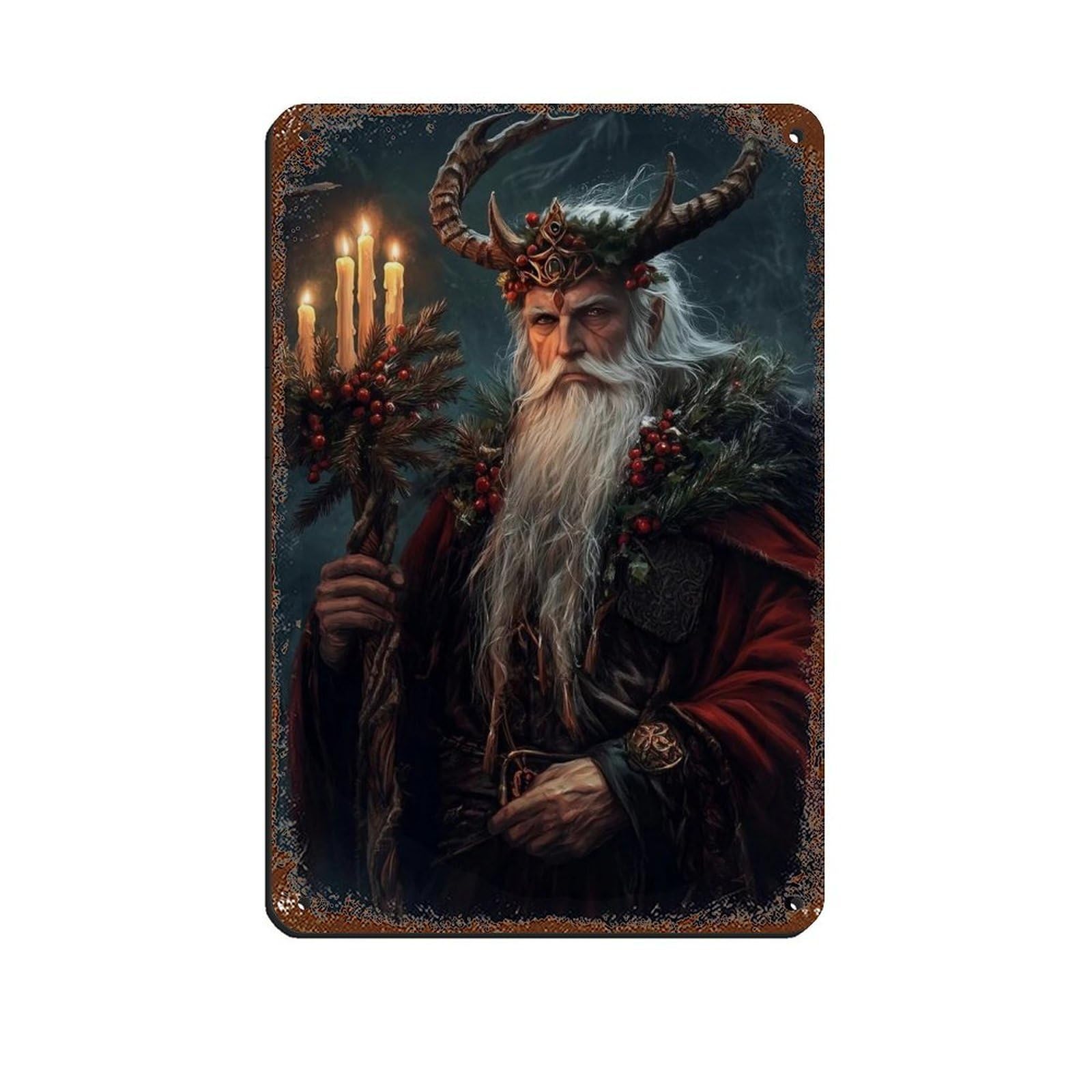 Pagan Yule Art, Folklore,Norse,Mytholgy,Yuletide Retro Poster Metal Tin Sign Chic Art Retro Iron Painting Bar People Cave Cafe Family Garage Poster Wall Decoration 8x12inch(20x30cm)