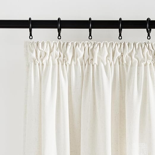 Woaboy Lot De 2 Rideaux En Lin Translucides Voilage à Oeillets Rideaux