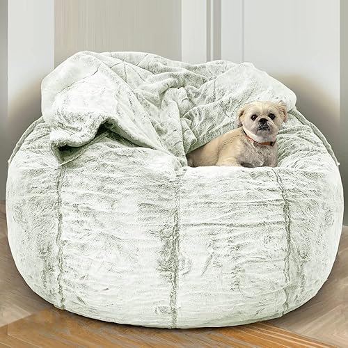 Miniatura 2 de Funda para sillones, 6 pies, redonda, gigante, perezosa, para sofá, cama, saco sin relleno, puf de terciopelo esponjoso, puf, asiento de suelo, puf,