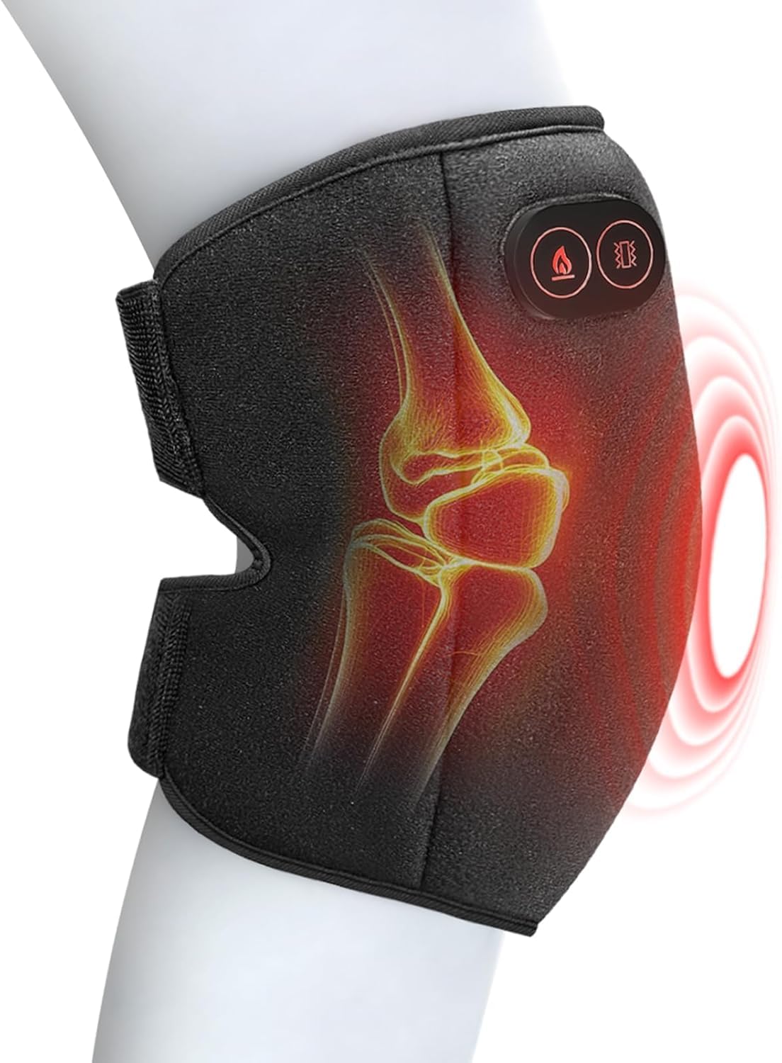 Heated Knee Brace with Massage, Knee Heating Pad, Cordless Heated Knee Elbow Brace Wrap, 3 Vibrating Massage Intensity & 3 Heating Level, Ideal Gifts for Dad