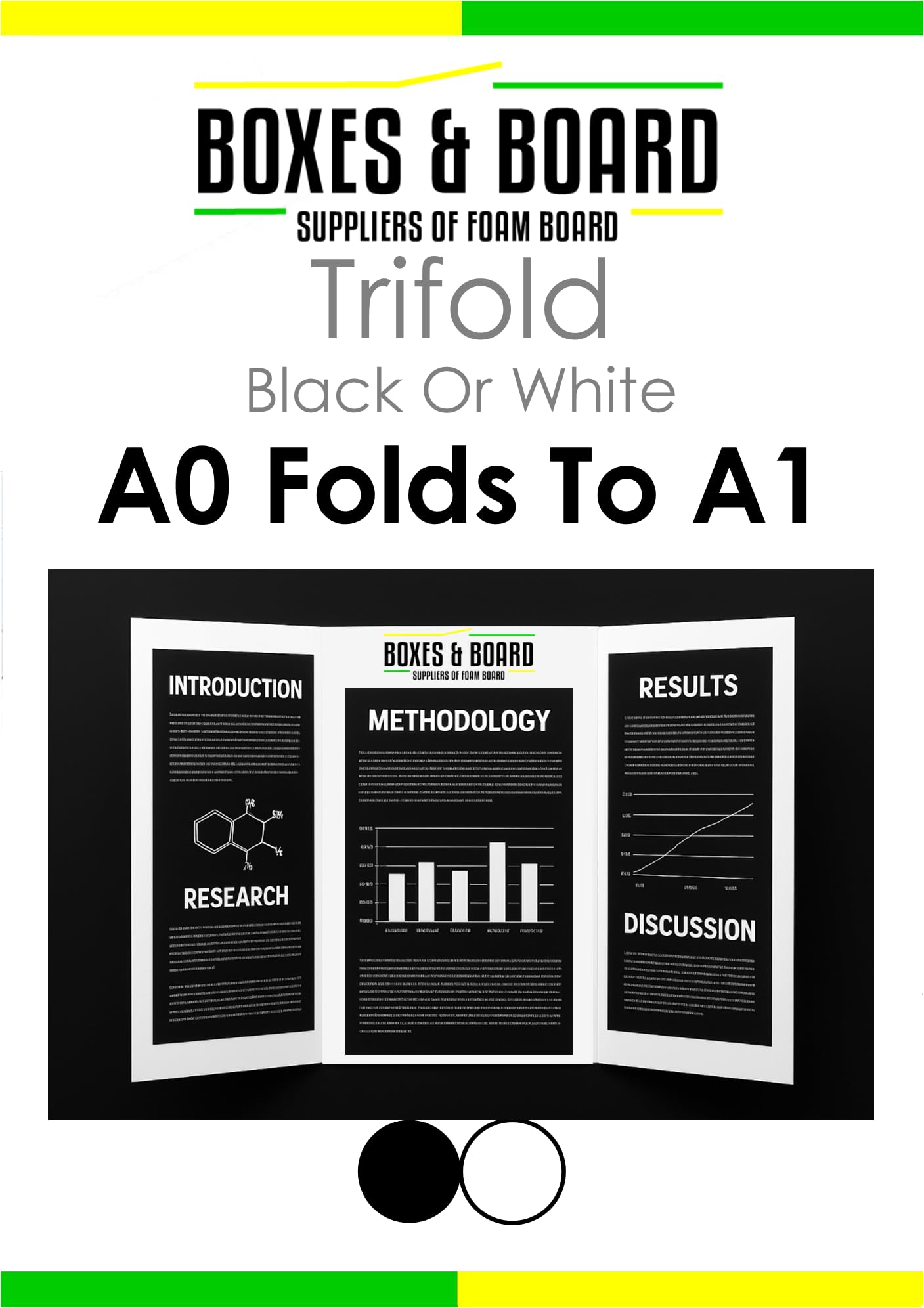 White Tri fold Spotlight Foam Presentation Board 1188 x 840mm (A0-A1) For Displaying Artwork And Projects x 1 Board