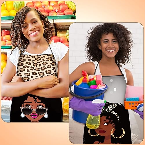 Miniatura 5 de Eurzom 3 delantales afroamericanos para mujeres negras, delantales de arte impermeables con estampado africano para hornear, jardinería, cocina,