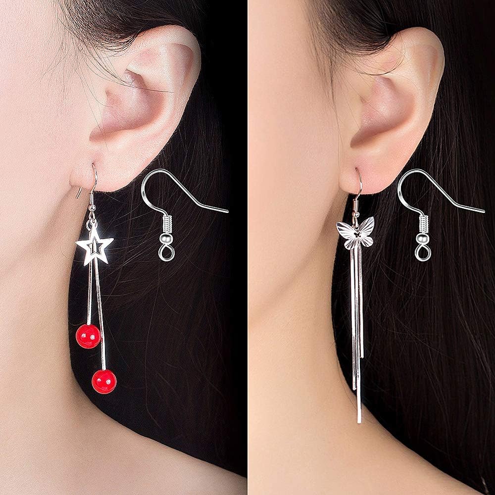 120pcs/60pais Earring Hooks for Jewelry Making Kit Supplies, 925 Sterling Silver Hypoallergenic Fishhooks Earring with Coil and Ball