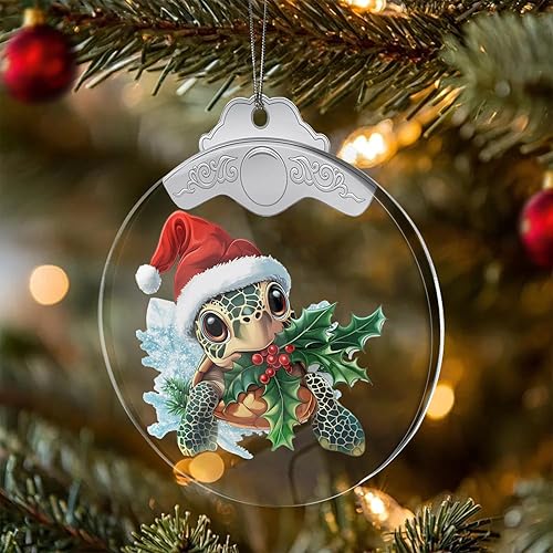 Miniatura 6 de Adornos de Navidad colgantes de cristal de tortuga marina, adornos para árbol de Navidad hechos a mano, decoración de automóvil y hogar, regalos de