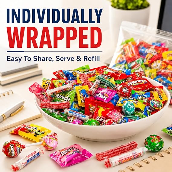 Candy Variety Pack 80+ Ct, 2 LB Bulk Individually Wrapped Assorted Candy