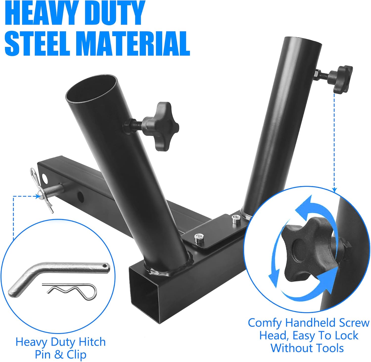 KAIRAY Hitch Mount Dual Flagpole Holder Universal for Standard 2 inch Receiver fit for Truck SUV RV Pickup