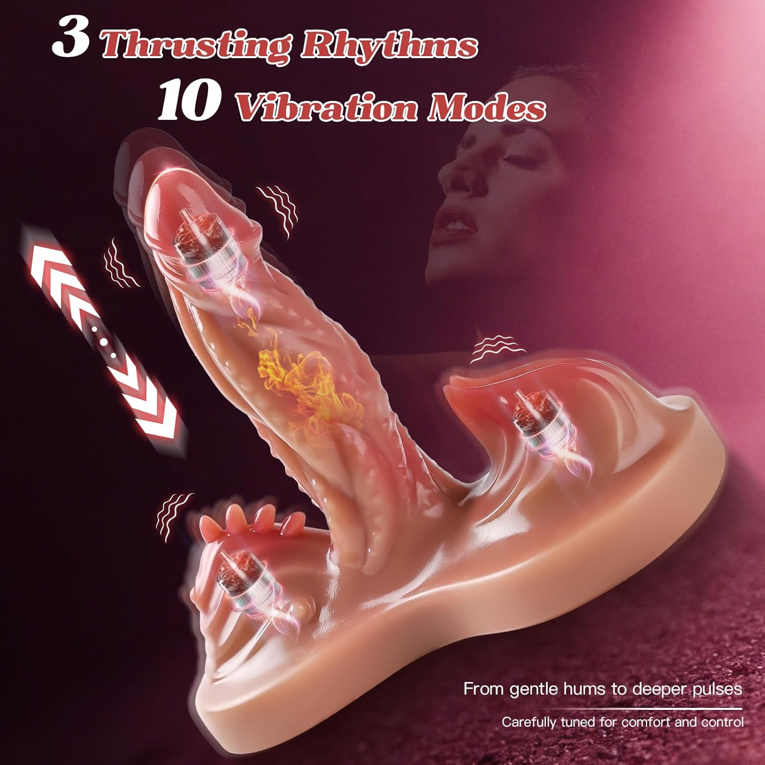 Sex Toys Thrusting Dildo Vibrator - Adult Toys for Women,Thrusting & Vibrating & Heating,Sit and Ride Thrusting Dildo Vibrator Strap on,Romote Control Adult Sex Toy for Women Couples