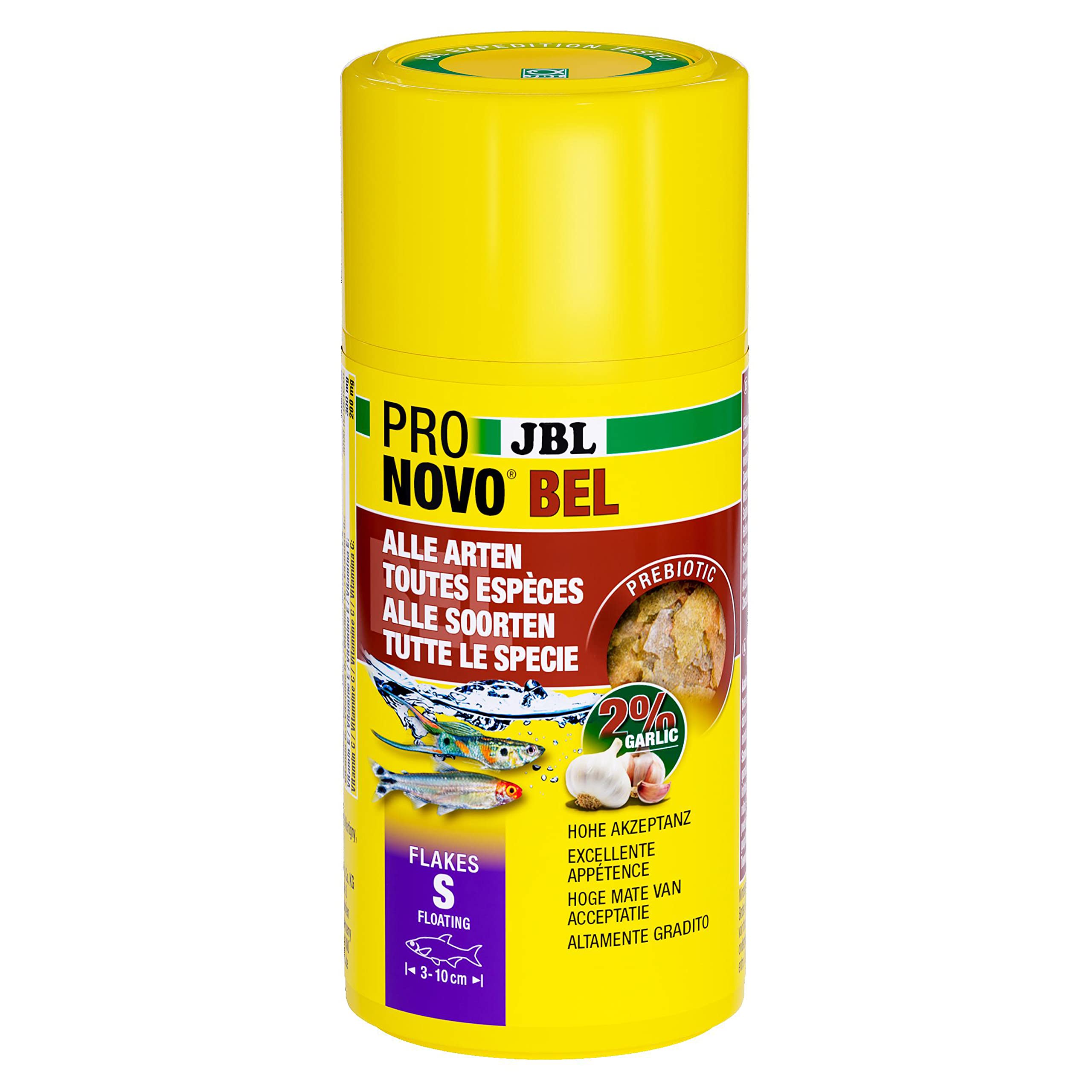JBL PRONOVO BEL FLAKES, główny pokarm dla wszystkich ryb akwariowych 3-10 cm, płatki pokarmu dla ryb, rozmiar S, 100 ml