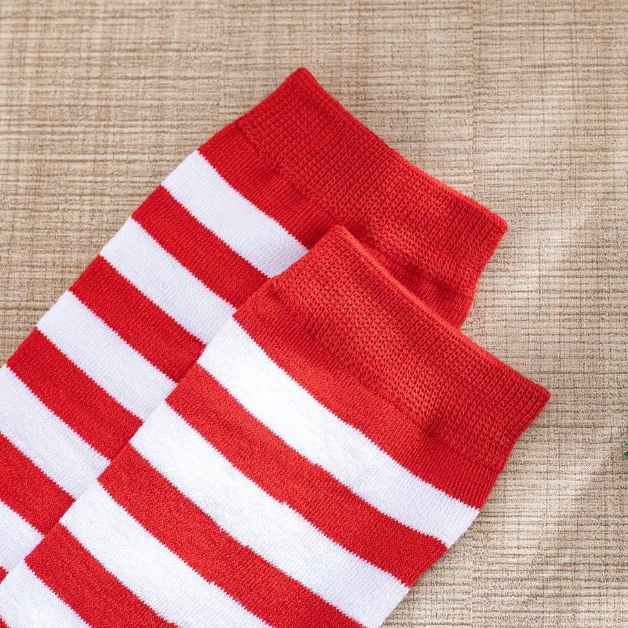Christmas Knee High Socks Striped Socks Holidays Calf Stocking for Women 2 Pairs - Image 5