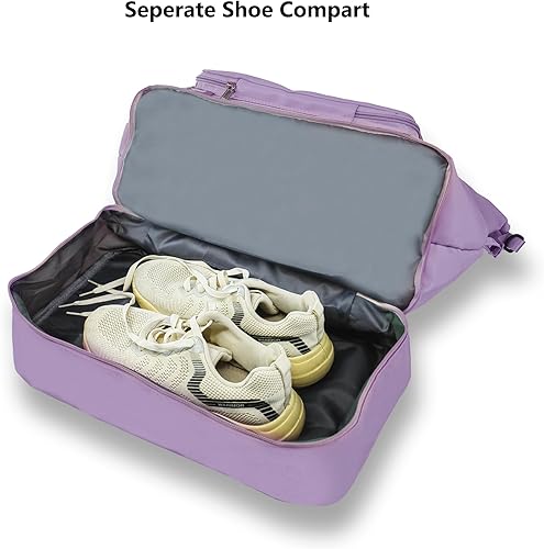 Miniatura 3 de Bolsa de lona plegable de viaje secohúmedo, compartimento para zapatos, gran capacidad, manga de equipaje, bolsa de fin de semana de gimnasio