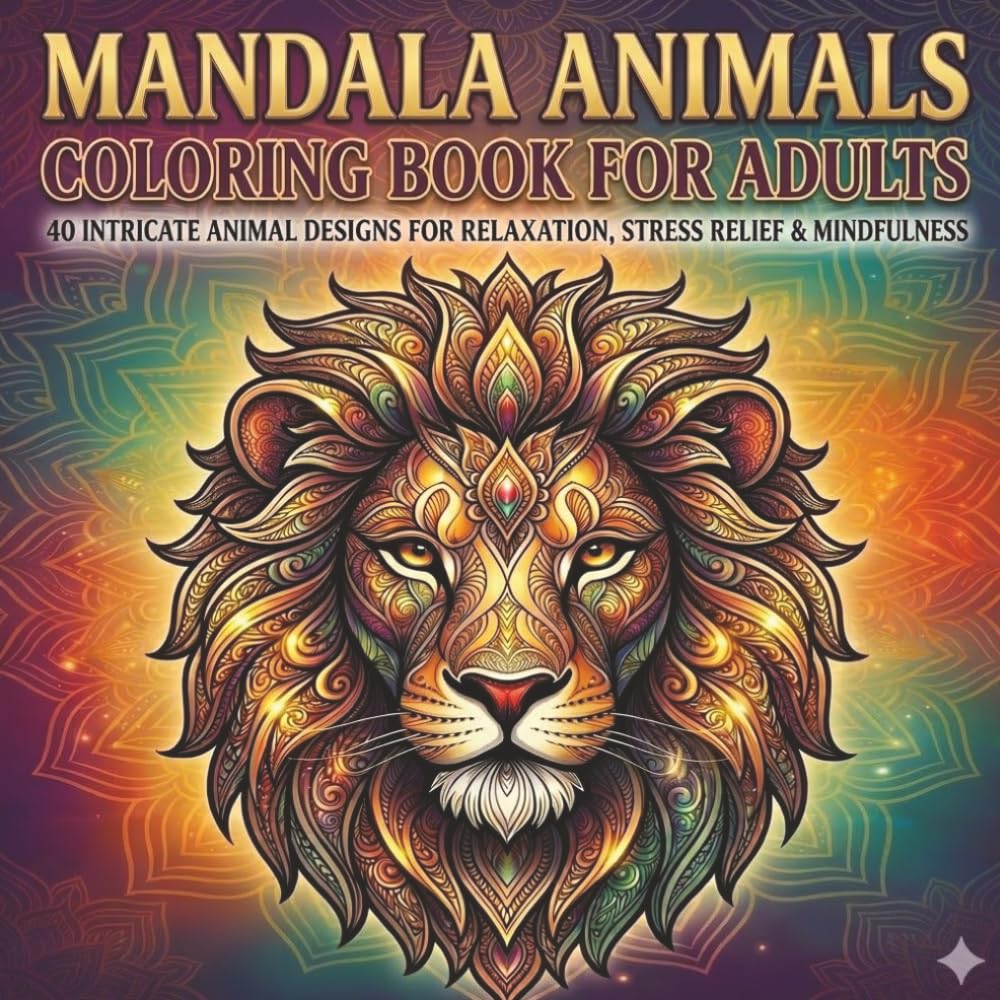 Mandala Animals Coloring Book for Adults: 50 Intricate Animal Designs for Relaxation, Stress Relief & Mindfulness