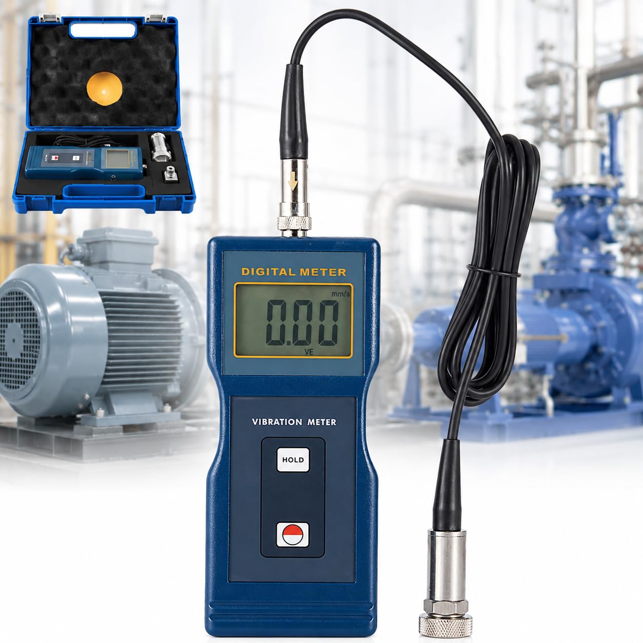 TsoLay Vibration Analysis Meter, Digital Vibration Meter, Handheld Vibrometer, Measurement Speed 0.01~199.9 Mm/s and Error ±5%, Piezoelectric Ceramic Measuring Technology, for Motors, Engines
