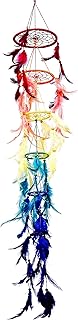 OMA Rainbow Dream Catcher with Multi Color Feathers 3D Traditional Chakra Dreamcatcher - Hand Crafted - 30