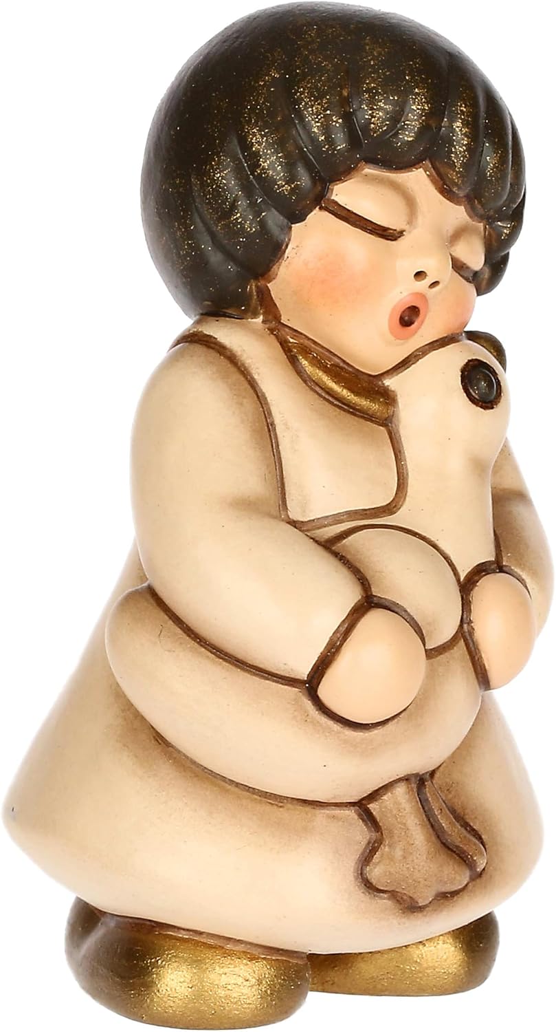 THUN - Girl with beige goose in ceramic, 3.5 x 3.5 cm, height 6 cm, classic crib collection