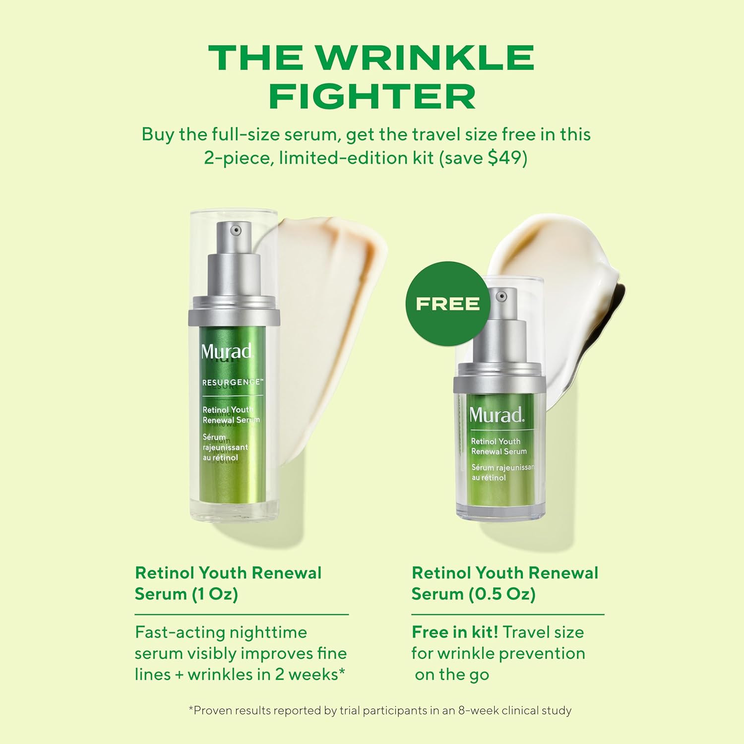 Murad The Wrinkle Fighter – 2‑Piece ($141 Value) - Retinol Youth Renewal Kit (Full + Travel Size) – Tri‑Active Retinol, Swertia & Hyaluronic Acid – Fast‑Acting Anti‑Aging Serum – Firms & Smooths Skin - Image 3