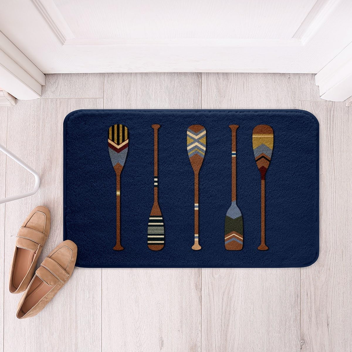 Boating Paddle Kids Bath Mats,Lake House Cabin Rustic Fishing Summer Mats Rugs for Boys Men,Lodge Country River Bath Carpets,Farmhouse Retro Bath Rugs