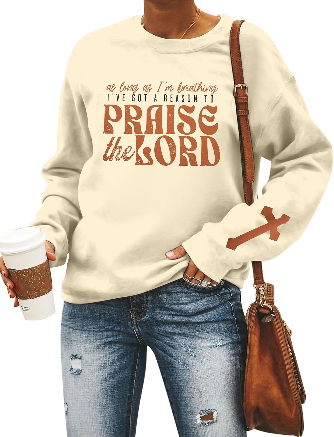 LUKYCILD Christian Sweatshirt Women Bible Verse Pullover Religious Faithful Shirt Christ Crewneck Long Sleeve Shirt