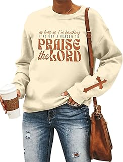 Christian Sweatshirt Women Bible Verse Pullover Religious Faithful Shirt Christ Crewneck Long Sleeve Shirt