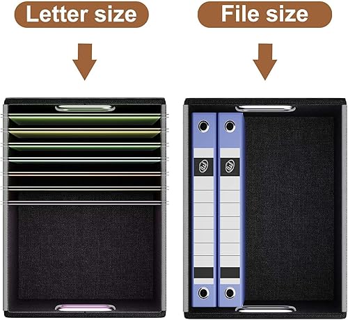 Vista 248 de Huolewa Caja organizadora de archivos con tapa, organizador de carpetas de archivos plegable para almacenamiento de documentos de oficina, caja