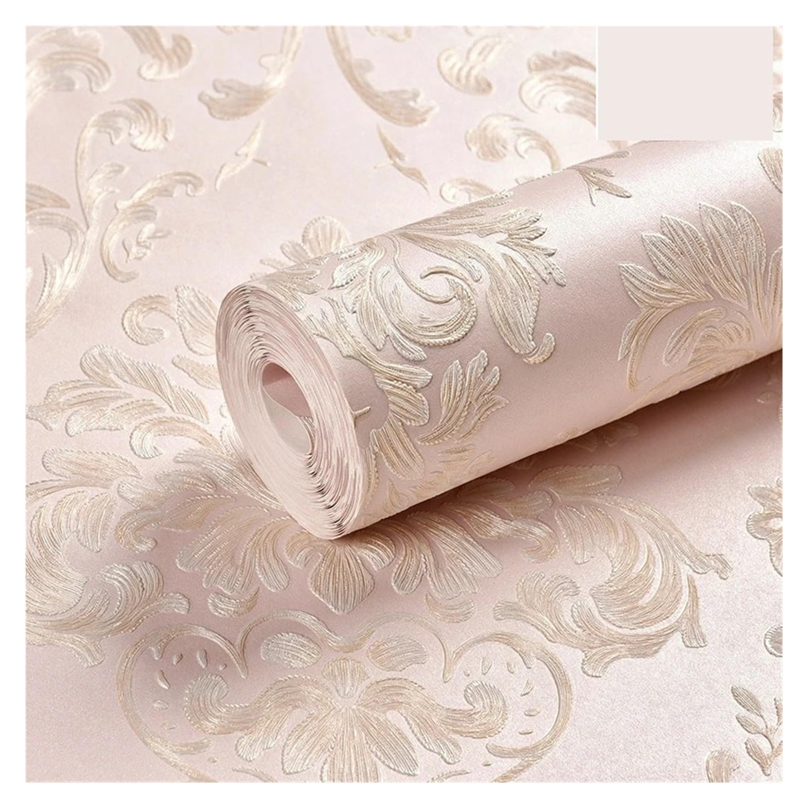 Papier peint floral 3D de prestige en textile texturé rose 5m