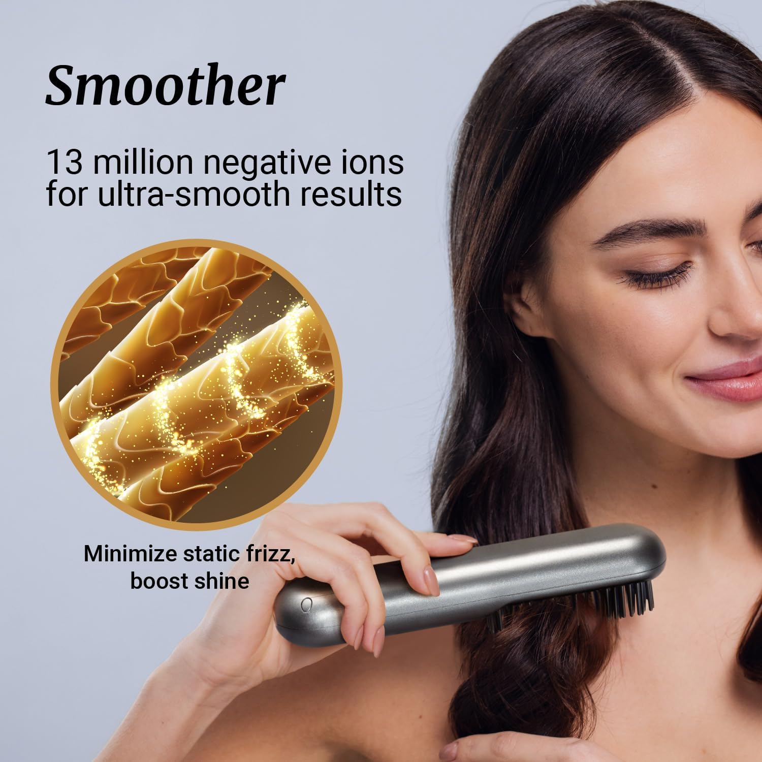 LOWRA ROUGE Cordless 2 in 1 Hair Straightener Brush, 30s Fast Heating Portable Mini Hair Straightening Brush for Travel, Usb Recharge & On-The-Go with Anti-Scald & Auto-Off Function-Black