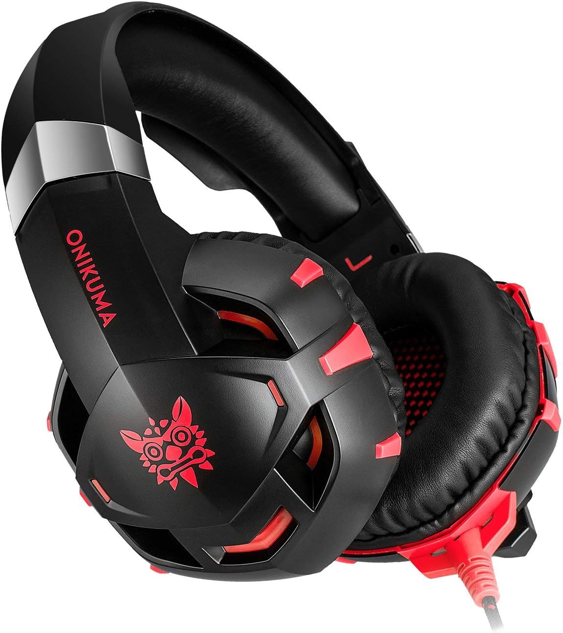 Gaming Headset for PS4 New Xbox one PC Mac Laptop, Professional 3.5mm Over Ear Headphones, Stereo USB Headset with LED Light and Noise canceling Mic for Games by Runying (Red)