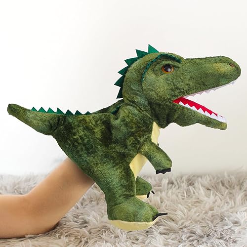 Marionetas de mano, lindo dinosaurio de peluche, marioneta de peluche, juguete de muñeca de juguete movible boca narración de historias figura de