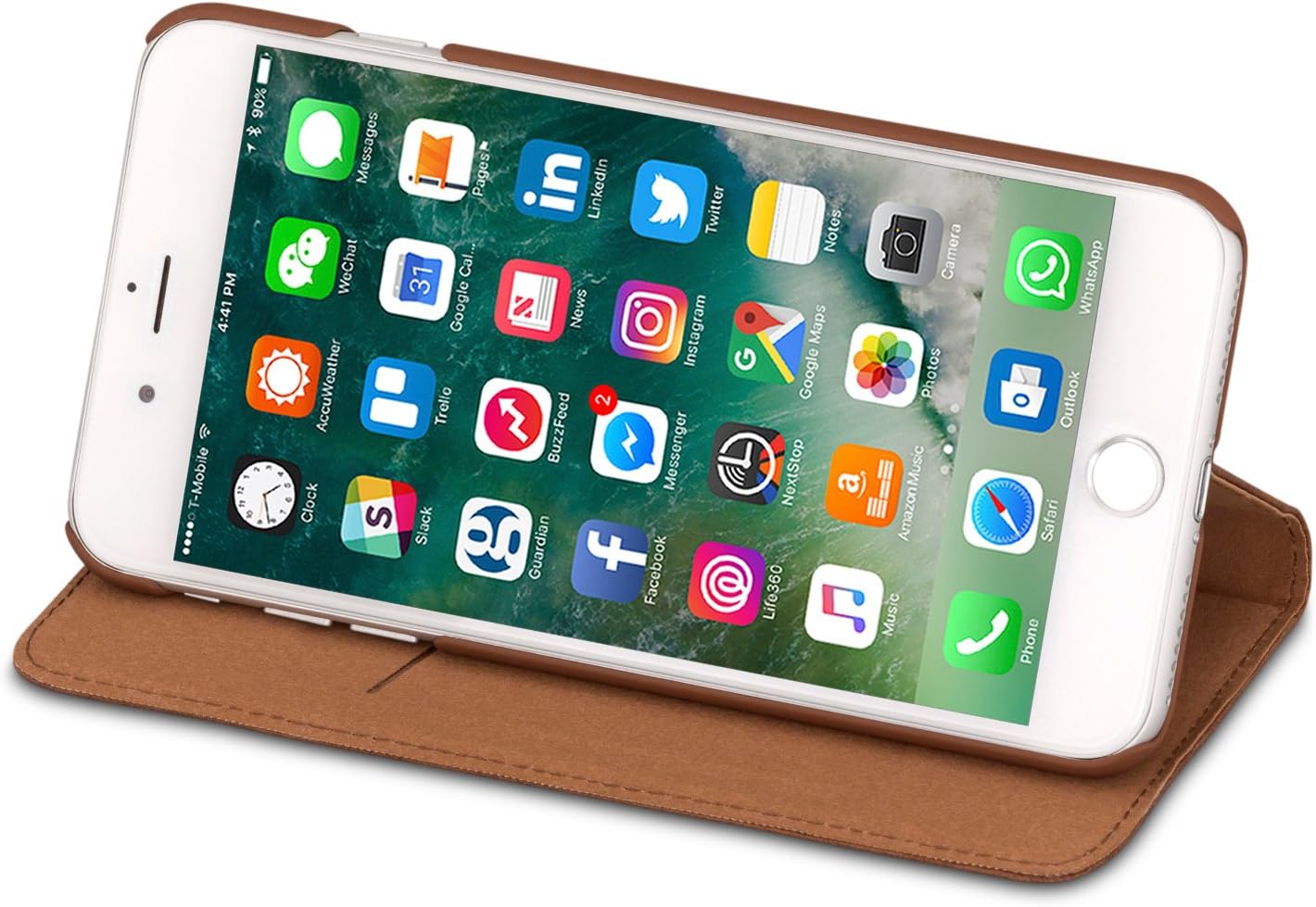iPhone 8 Plus Flip Case/iPhone 7 Plus Flip Case Brown - CASEZA Oslo PU Leather Premium Vegan Leather Wallet Book Folio Cover for The Original iPhone 8 Plus & 7 Plus (5.5") - with Magnetic Closure