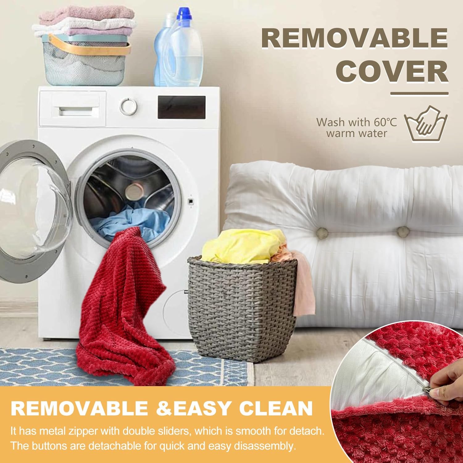 Large Triangular Headboard Wedge Pillow Soft and Supportive Headboard Backrest Positioning Support Bolster Cushion, Bed Wedge Pillow with Removable Cover(Wine Red,Twin,39x8x20inch)