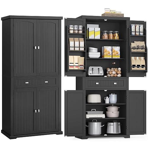 VASAGLE Pantry Cabinet, Tall Storage Cabinet with Drawer, 71.7-Inch, Ink Black, UBBC561B12
