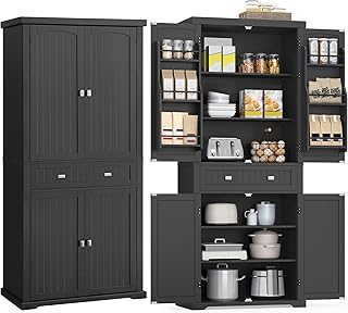 30 Grey Kitchen Ideas That Are Timeless and Chic 43 VASAGLE Pantry Cabinet, 71.7-Inch High Freestanding Tall Cupboard Storag...