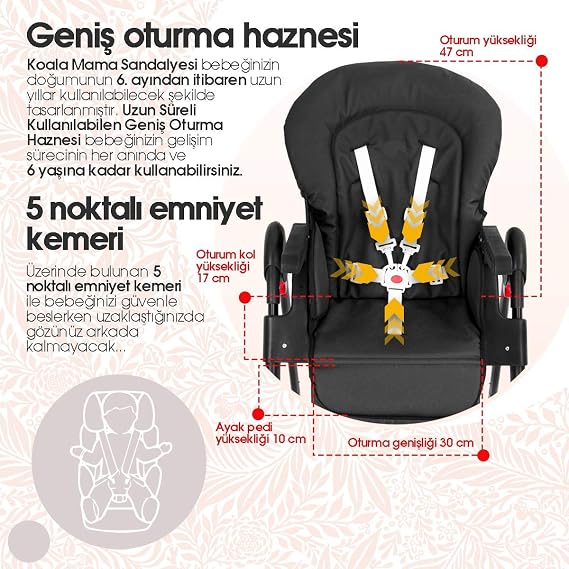 Kiwi Koala All in One Katlanır Tekerlekli Mama Sandalyesi (Soman)