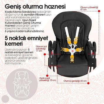 Kiwi Koala All in One Katlanır Tekerlekli Mama Sandalyesi (Soman)