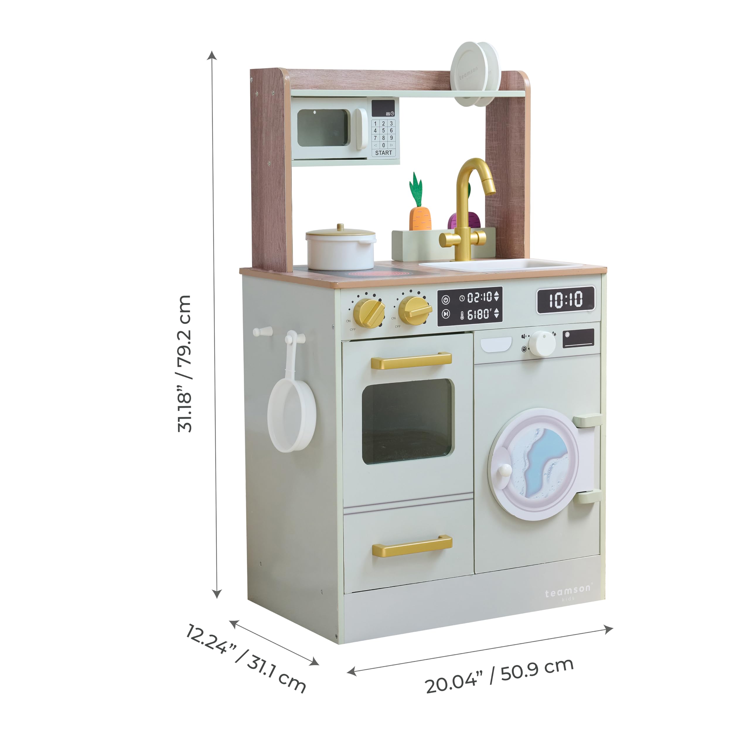 Cocina De Madera Teamson Kids Con Huerto, Lavadora, Horno Y Accesorios – Juguete De Simulación De 47 Cm Para Pequeños Chefs