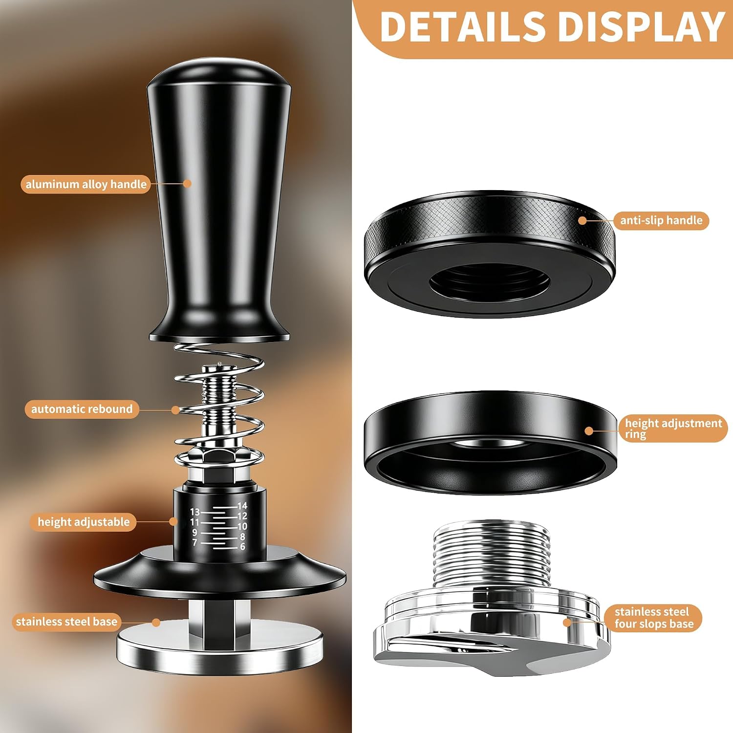 51mm Espresso Accessories Kit with Wood Tamping Station 7-Piece