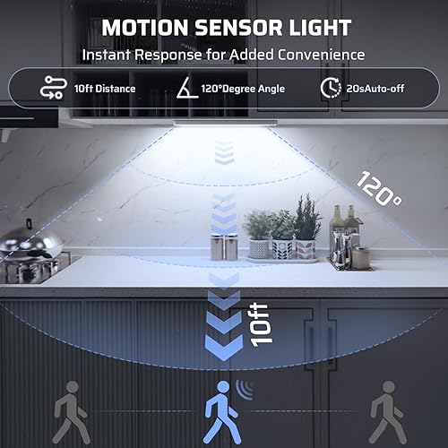 Miniatura 2 de Paquete de 5 luces inalámbricas para debajo del gabinete, 2200 mAAh, recargable, sensor de movimiento, luz magnética, luces de armario para