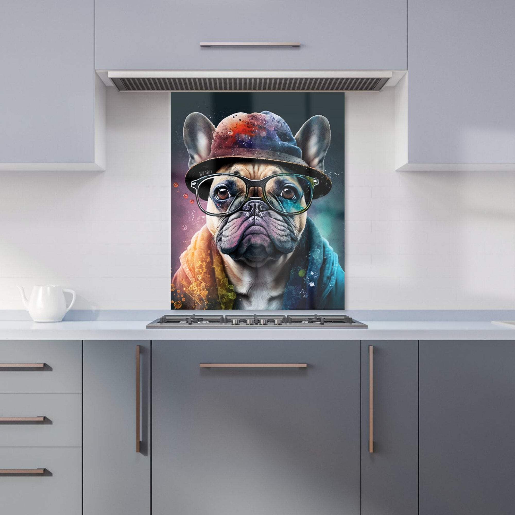 Warren Reed Designer French Bulldog Dog Splashart Premium Glass Kitchen Splashback W600mm X H750mm from B&Q