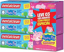 Dentalclean Gel com Flúor 50g Pack com 3 unidades, Peppa Pig