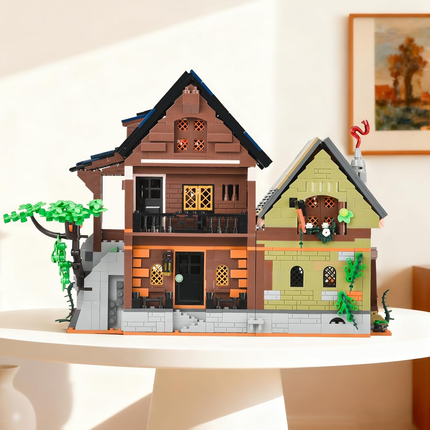 BNG Medieval Cabin Building Set, House Building Block Set with Light, House Cabin Architecture Modular Buildings, Home Office Decor, Ideal Gift for Adults Teens (2225 PCS)