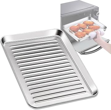 Baking Sheets Rectangle Baking Tray L 9.5inch-17.3inch Stainless Steel Baking Sheet Nonstick Metal Pan Tray, High Temperature Resistance Sheet Pan for Cooking Roasting41x31cm