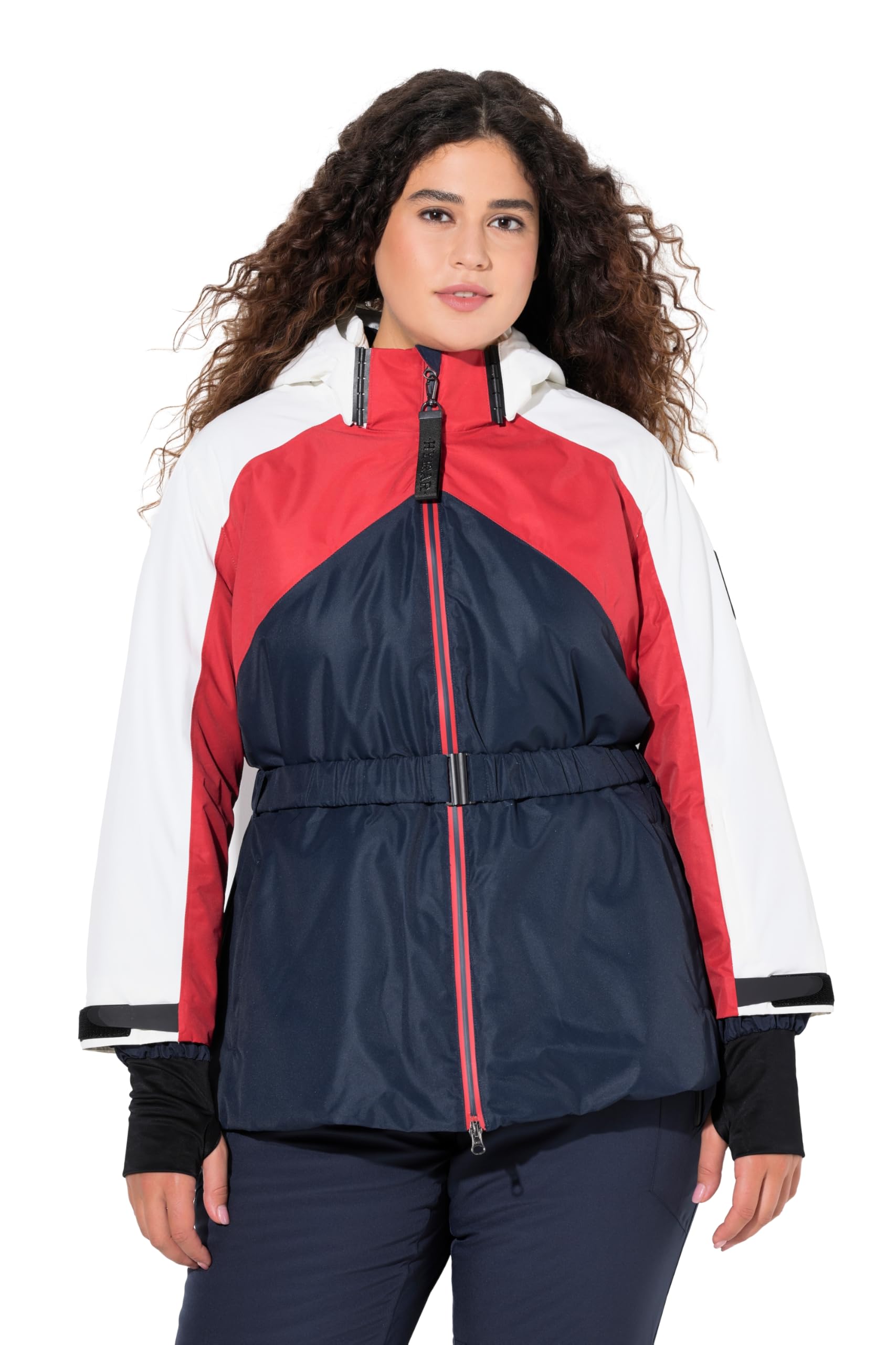 Ulla Popken Damen große Größen Übergrößen Plus Size Performance-Jacke, wasserdicht, 2-Wege-Zipper, Daumenloch 823269