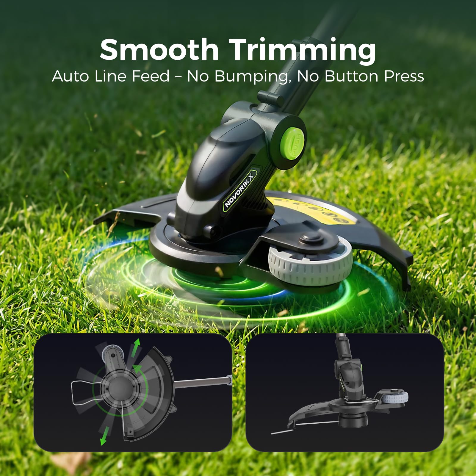 NovorikX 20V Cordless String Trimmer con 2.0Ah Batteria,